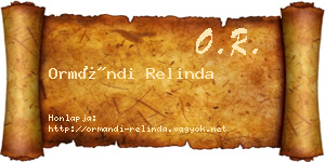 Ormándi Relinda névjegykártya